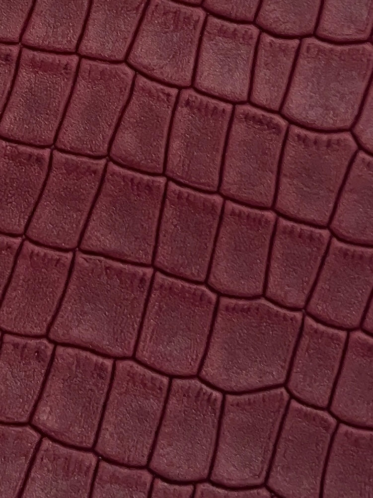 Burgundy crocodile genuine leather