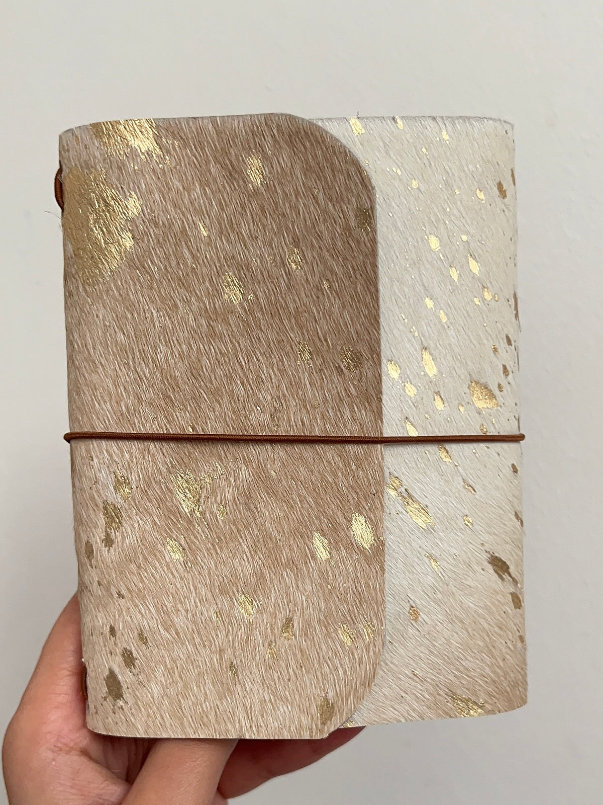 White & Gold Leather journal - A6