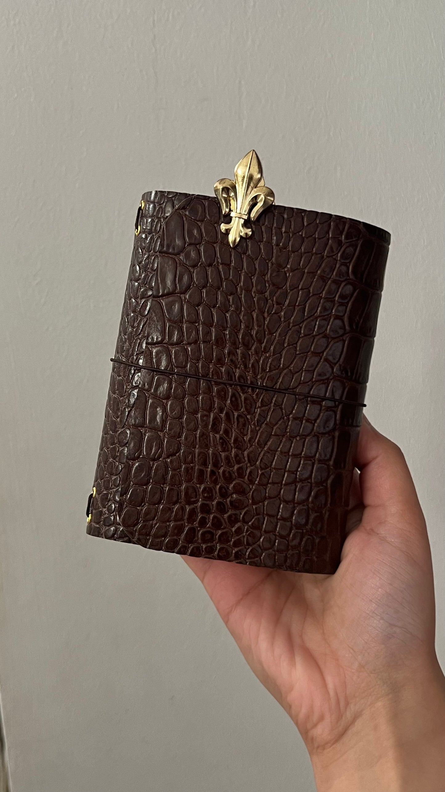 Glazed Crocodile Leather Journal-Pocket size
