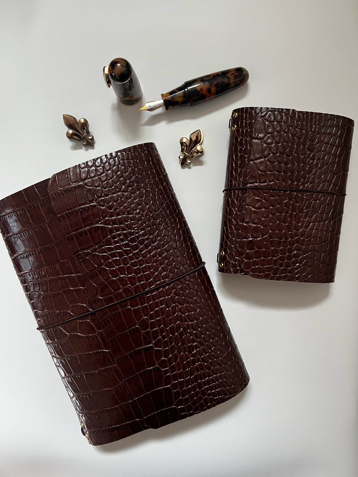 Glazed Crocodile Leather Journal-A5 size