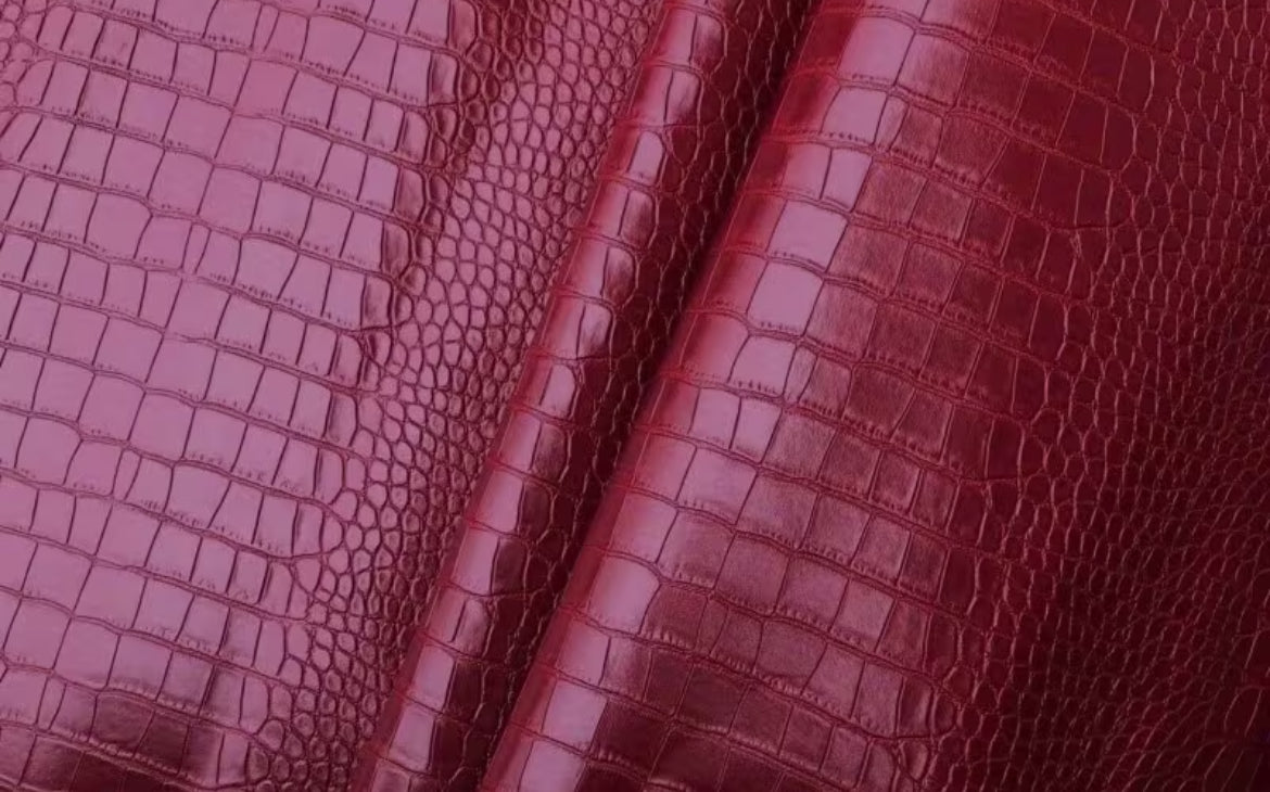 Dark Red Crocodile Glossy vegan leather