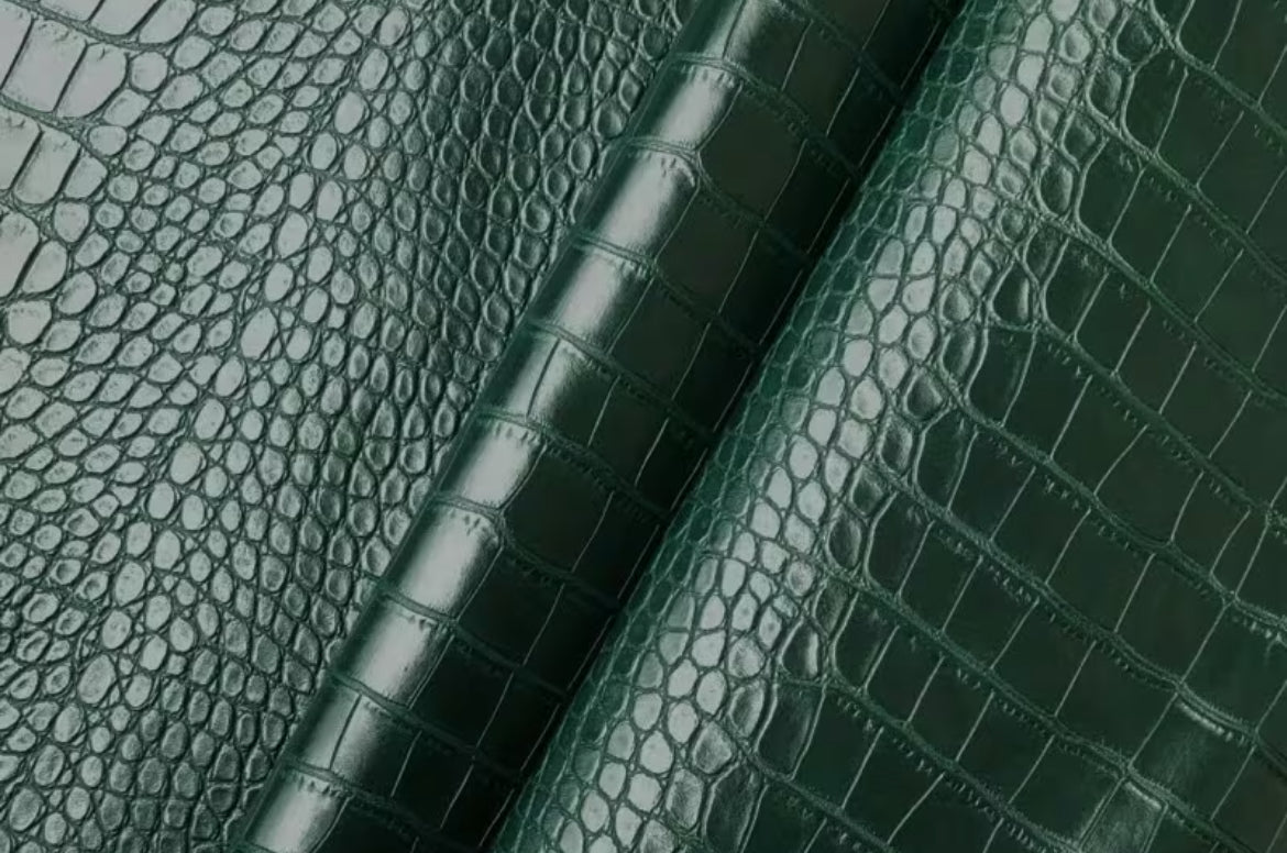 Dark Green Crocodile Glossy vegan leather