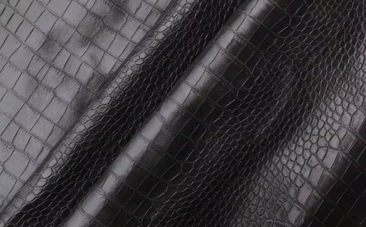 Black Crocodile Glossy vegan leather