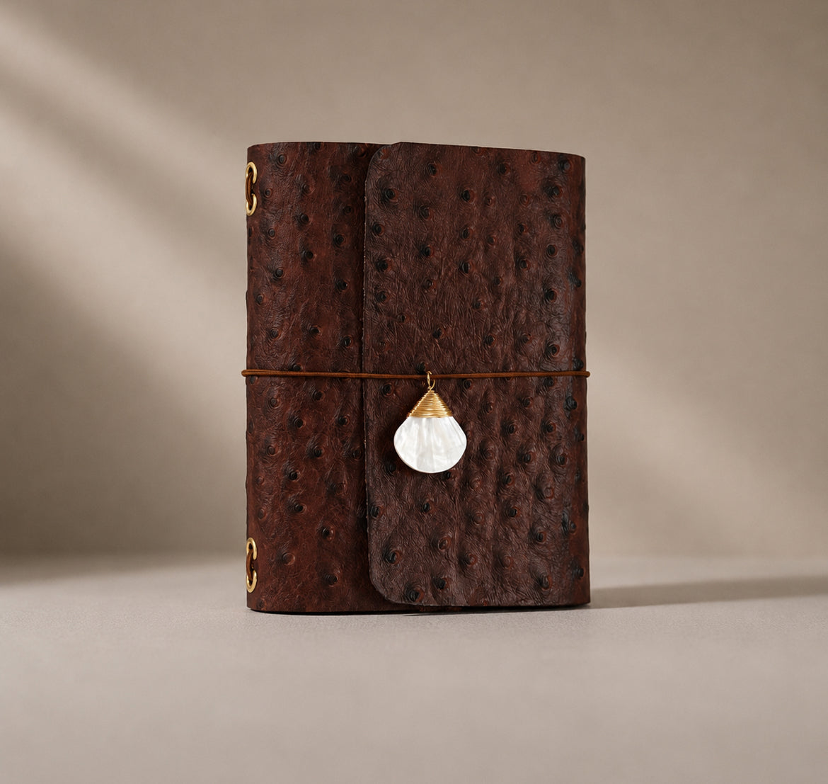 Brown Ostrich -A6 Leather journal