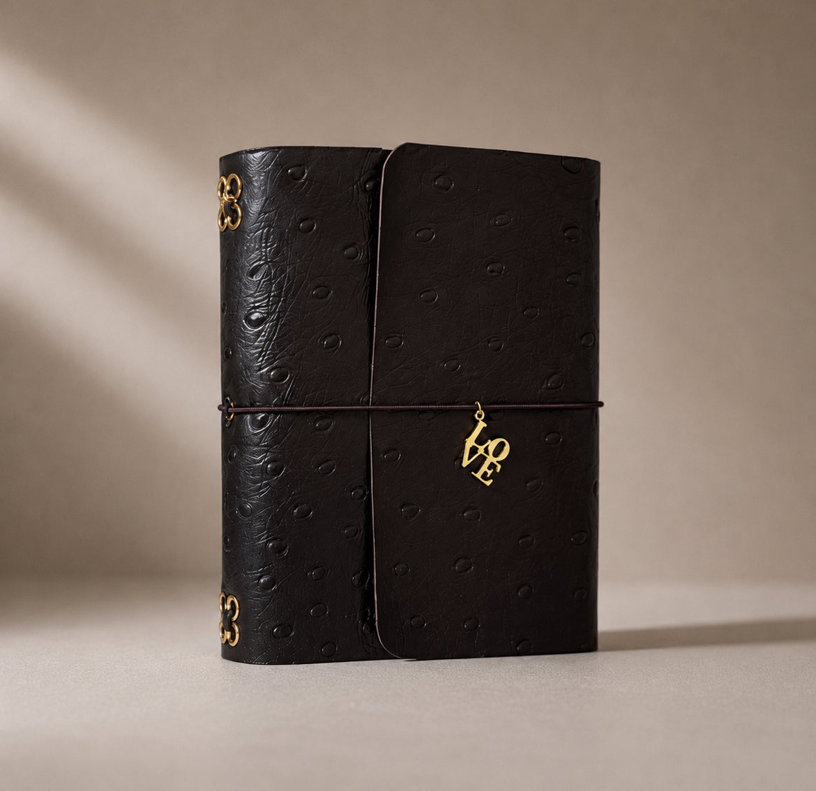 Dark chocolate Ostrich - A6 Leather Journal
