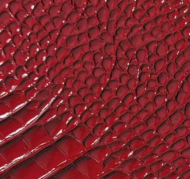 Dark Red Glossy Crocodile vegan Leather
