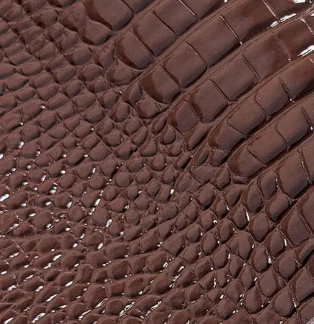 Brown Glossy Crocodile vegan Leather
