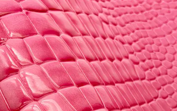 Pink Glossy Crocodile vegan Leather