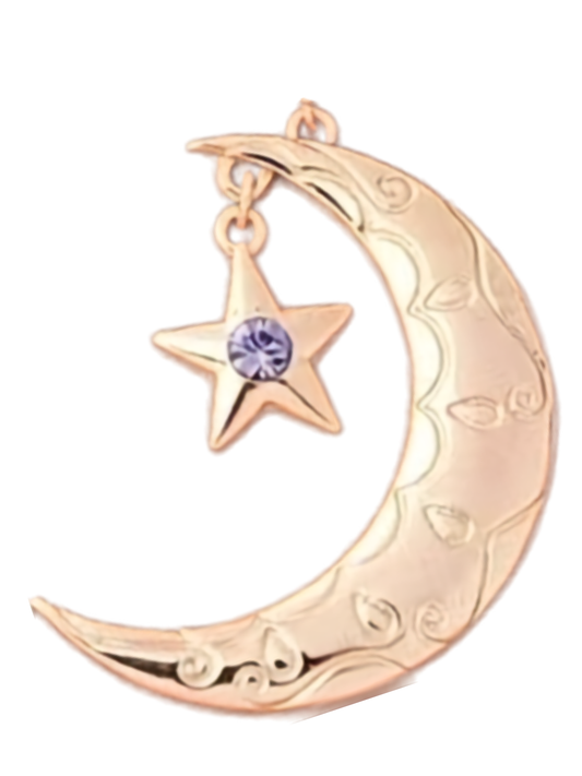 Large Gold Moon and purple star