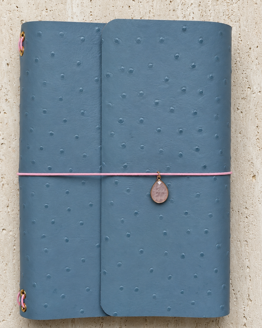 Baby Blue Ostrich Leather Journal -A5 size