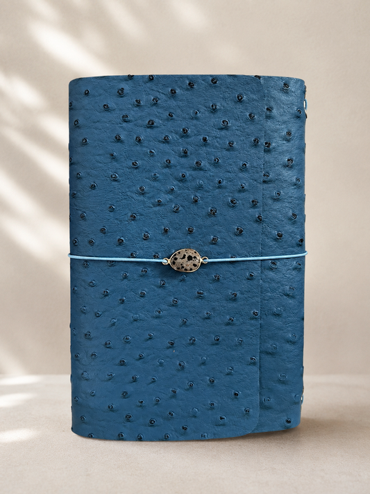 Blue Ostrich Leather Journal - A5