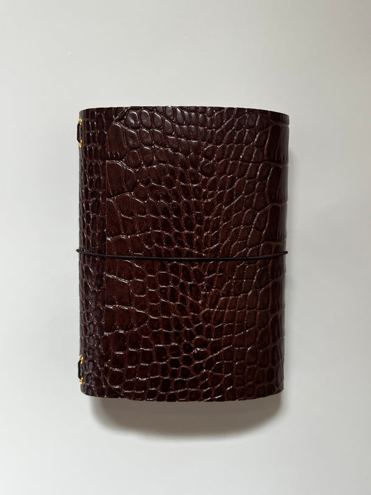 Glazed Crocodile Leather Journal-Pocket size