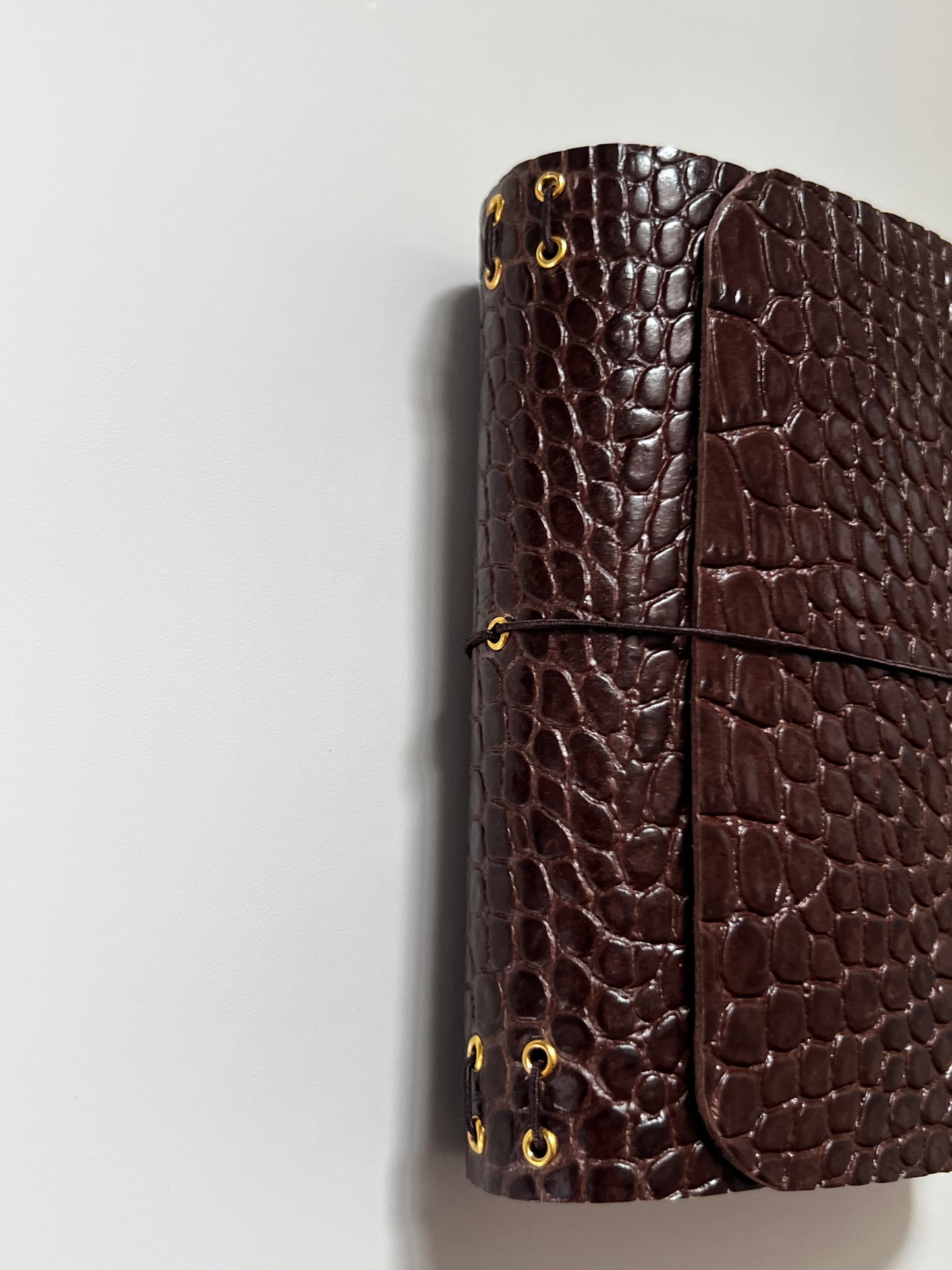 Glazed Crocodile Leather Journal-Pocket size
