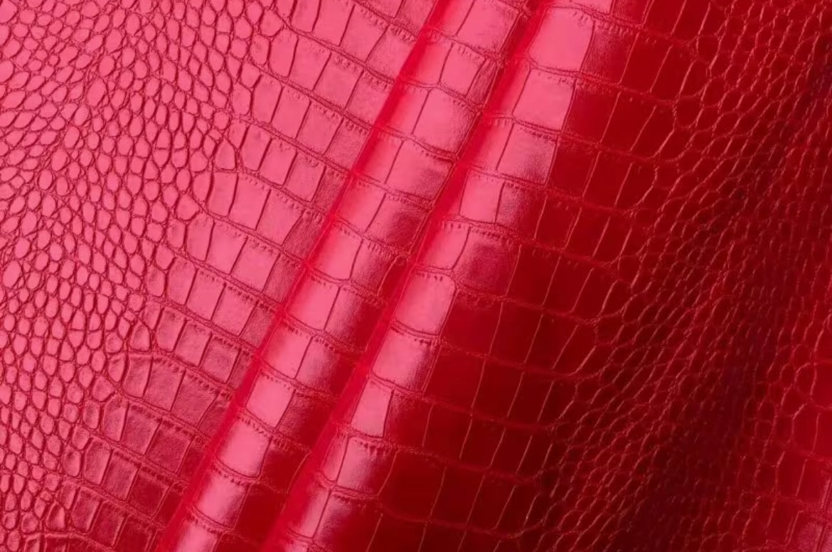 Red Crocodile Glossy vegan leather