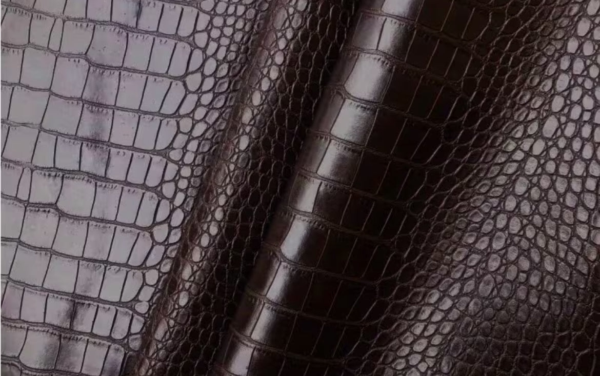 Dark Brown Crocodile  Glossy vegan leather