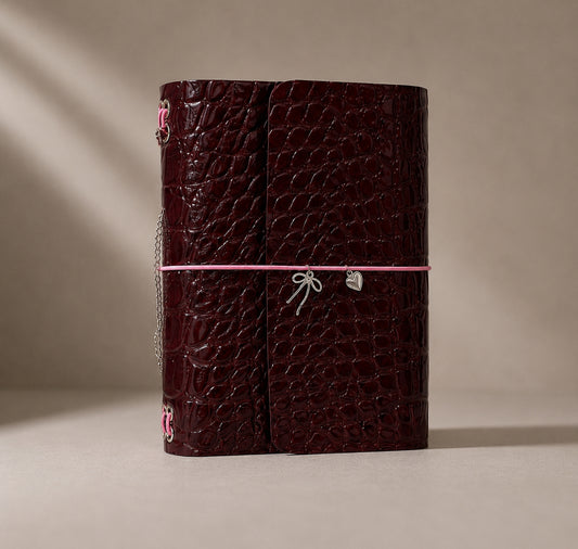 Burgundy crocodile - A6 Leather Journal