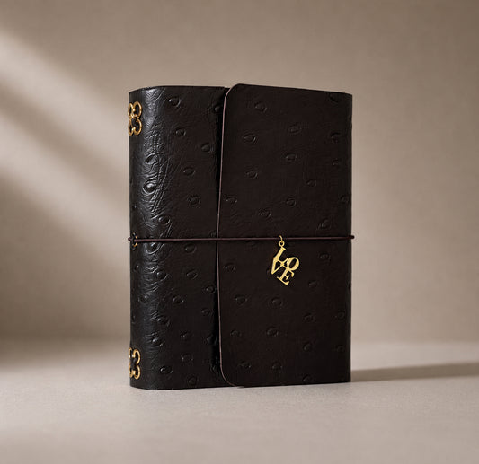 Dark chocolate Ostrich - A6 Leather Journal