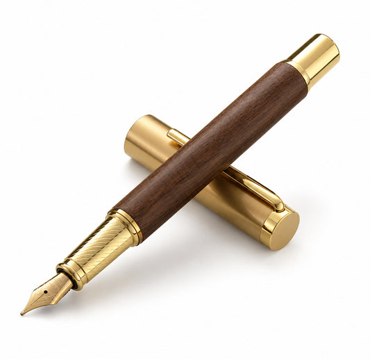 Walnut wood fountain pen