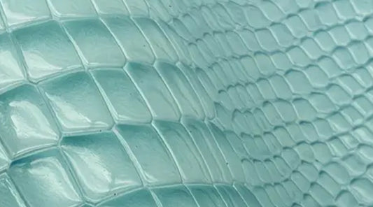 Sky Blue Glossy Crocodile vegan Leather