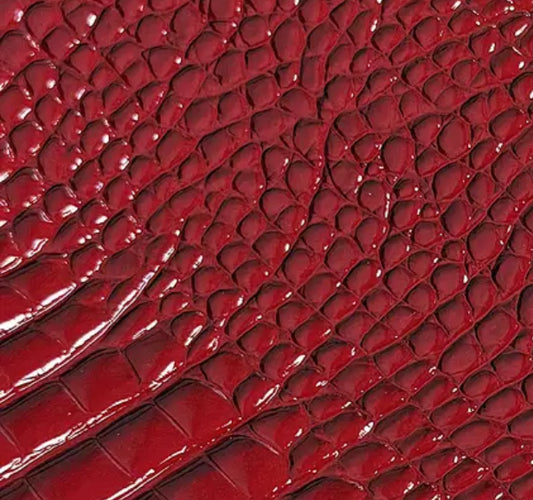 Dark Red Glossy Crocodile vegan Leather