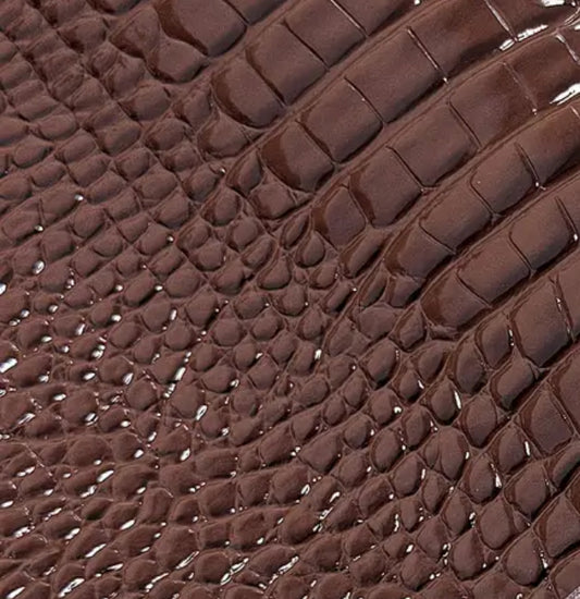 Brown Glossy Crocodile vegan Leather