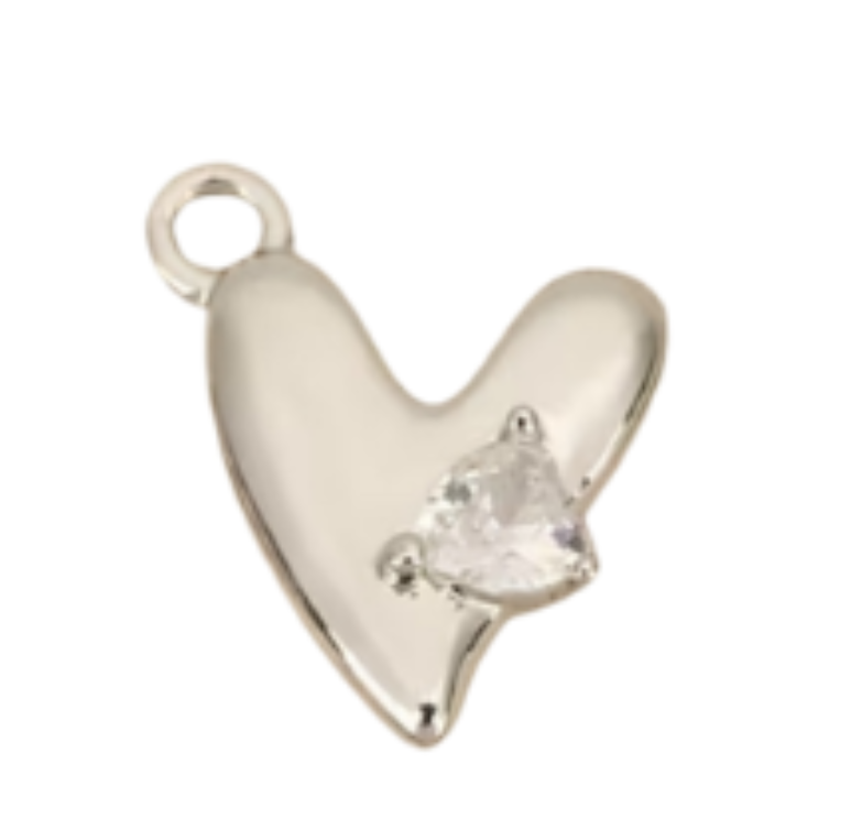small silver crystal heart